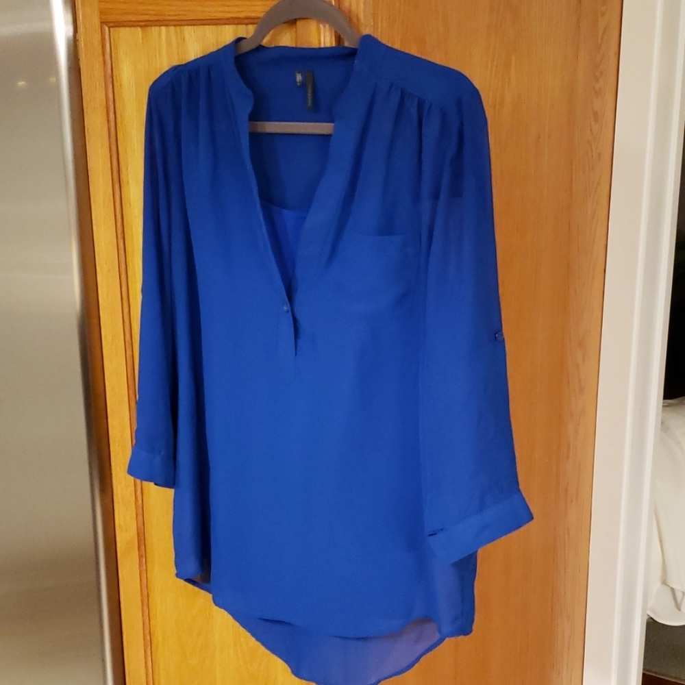 Sheer 3/4 sleeve blouse with matching tank